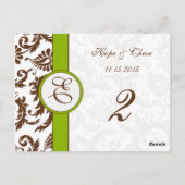 Bruin Damask Apple Green Table Number Kaarten (Achterkant)