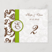 Bruin Damask Apple Green Table Number Kaarten (Voorkant)