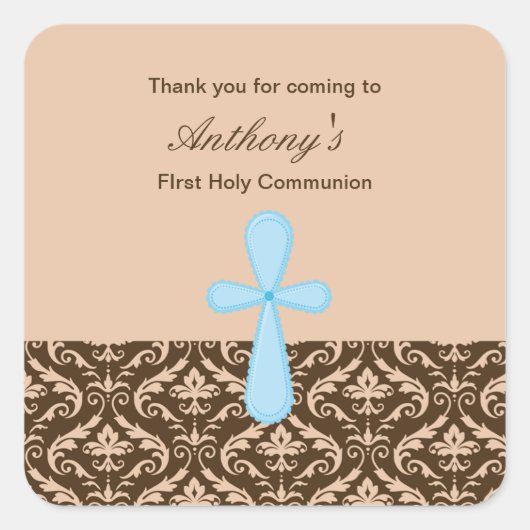 Bruin Damask Boys Dank u stickers (Voorkant)