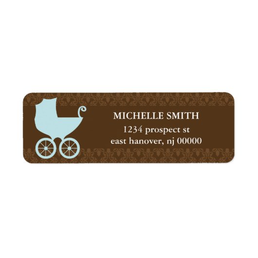 Bruin Damask & Carriage Return Address Labels (Voorkant)