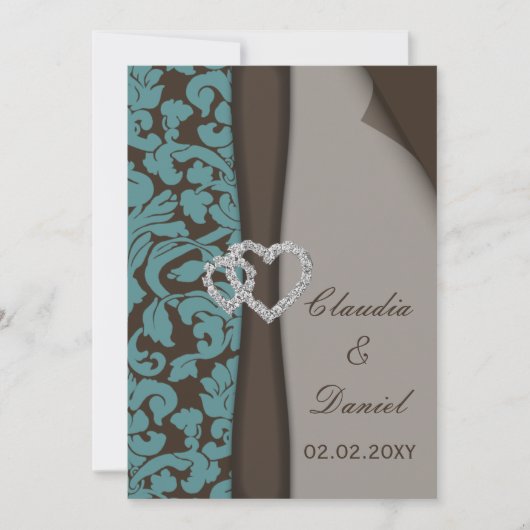 Bruin Damask FAUX lbon diamante design Kaart (Voorkant)