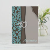 Bruin Damask FAUX lbon diamante design Kaart (Staand voorkant)