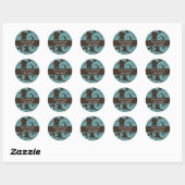Bruin Damask FAUX lbon diamante design Ronde Sticker (Vel)