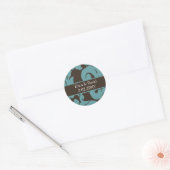 Bruin Damask FAUX lbon diamante design Ronde Sticker (Envelop)
