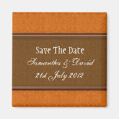 Bruin Damask Monogram bespaart de datum Magneet (Voorkant)