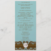 Bruin Damask Monogram Wedding Programme Programmakaart (Voorkant)