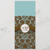 Bruin Damask Monogram Wedding Programme Programmakaart (Achterkant)