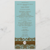 Bruin Damask Monogram Wedding Programme Programmakaart (Voorkant)