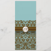 Bruin Damask Monogram Wedding Programme Programmakaart (Achterkant)