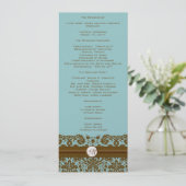 Bruin Damask Monogram Wedding Programme Programmakaart (Staand voorkant)