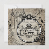 Bruin Damask onvoorwaardelijke liefdesbruiloft uit Kaart (Voorkant)