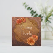 Bruin Damask Thanksgiving Diner Invitations Kaart (Staand voorkant)