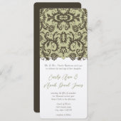 Bruin Damask Wedding Uitnodiging (Voorkant / Achterkant)