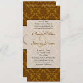 Bruin Damask Wedding Uitnodiging (Voorkant / Achterkant)