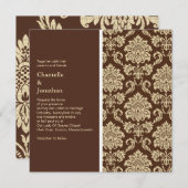 Bruin Damask Wedding Uitnodiging (Voorkant / Achterkant)