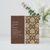Bruin Damask Wedding Uitnodiging (Staand voorkant)