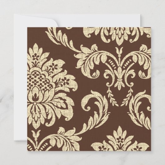 Bruin Damask Wedding Uitnodiging (Achterkant)