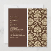 Bruin Damask Wedding Uitnodiging (Voorkant)