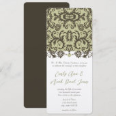 Bruin Damask Wedding Uitnodiging (Voorkant / Achterkant)