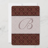 Bruin Damask Wedding Uitnodiging (Achterkant)