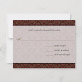 Bruin Damask Wedding Uitnodiging (Voorkant)