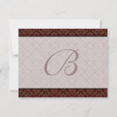 Bruin Damask Wedding Uitnodiging (Achterkant)