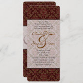 Bruin Damask Wedding Uitnodiging (Voorkant / Achterkant)