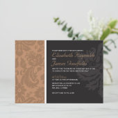Bruin Damask Wedding-uitnodigingen Kaart (Staand voorkant)