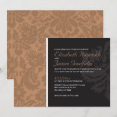 Bruin Damask Wedding-uitnodigingen Kaart (Voorkant / Achterkant)