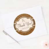  bruin damast dank u ronde sticker (Envelop)