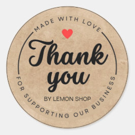 Bruin dank u gemaakt met Love Circle Sticker