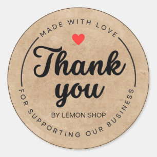 Bruin dank u gemaakt met Love Circle Sticker