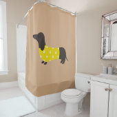 Bruin dashond douchegordijn (In situ)