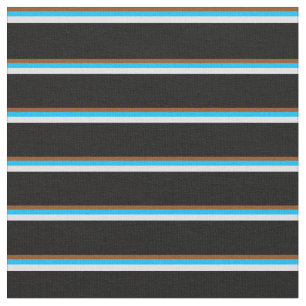 Bruin, Deep Sky Blue, Lavender & Black Pattern Stof