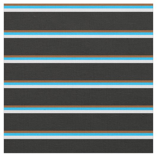 Bruin, Deep Sky Blue, Lavender & Black Pattern Stof (Close Up)