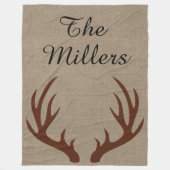 Bruin Deer Antlers Monogram Fleece Blanket (Voorkant)
