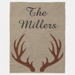 Bruin Deer Antlers Monogram Fleece Blanket