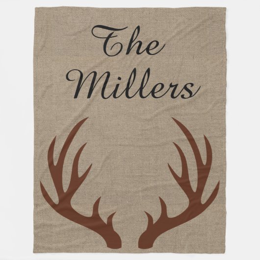 Bruin Deer Antlers Monogram Fleece Blanket (Voorkant)