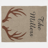 Bruin Deer Antlers Monogram Fleece Blanket (Voorkant (Horizontaal))