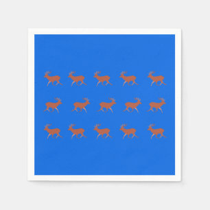 Bruin deer met een feestelijke blauwe achtergrond servet