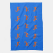 Bruin deer Walking Festive Pattern Blue Theedoek (Verticaal)