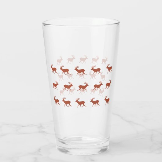 Bruin deer Walking Festive Pattern Glas (Achterkant)
