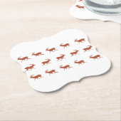 Bruin deer Walking Festive Pattern Kartonnen Onderzetters (Gekanteld)