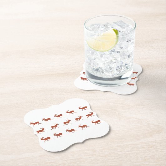 Bruin deer Walking Festive Pattern Kartonnen Onderzetters (Insitu)