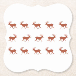 Bruin deer Walking Festive Pattern Kartonnen Onderzetters