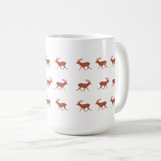 Bruin deer Walking Festive Pattern Koffiemok (Voorkant rechts)