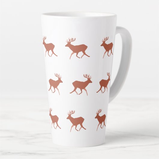 Bruin deer Walking Festive Pattern Latte Mok (Rechterhoek)