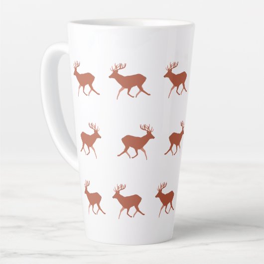 Bruin deer Walking Festive Pattern Latte Mok (Linkerhoek)