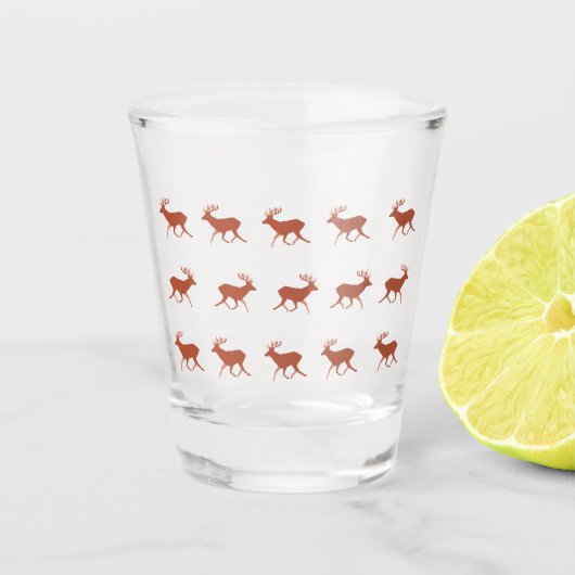 Bruin deer Walking Festive Pattern Shot Glas (Voorkant)
