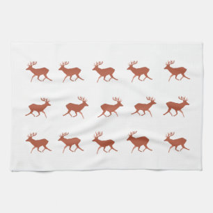 Bruin deer Walking Festive Pattern Theedoek